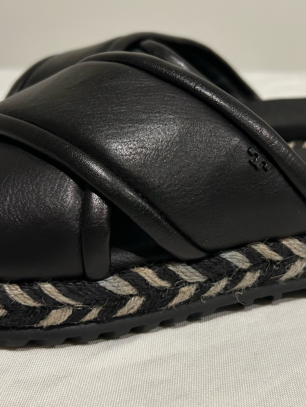 Tory Burch Black Leather Crisscross Slide Sandals - Picture 2 of 7